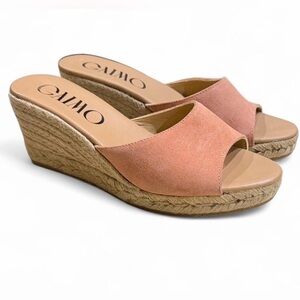 Women's Pink Suede Wedge Sandals